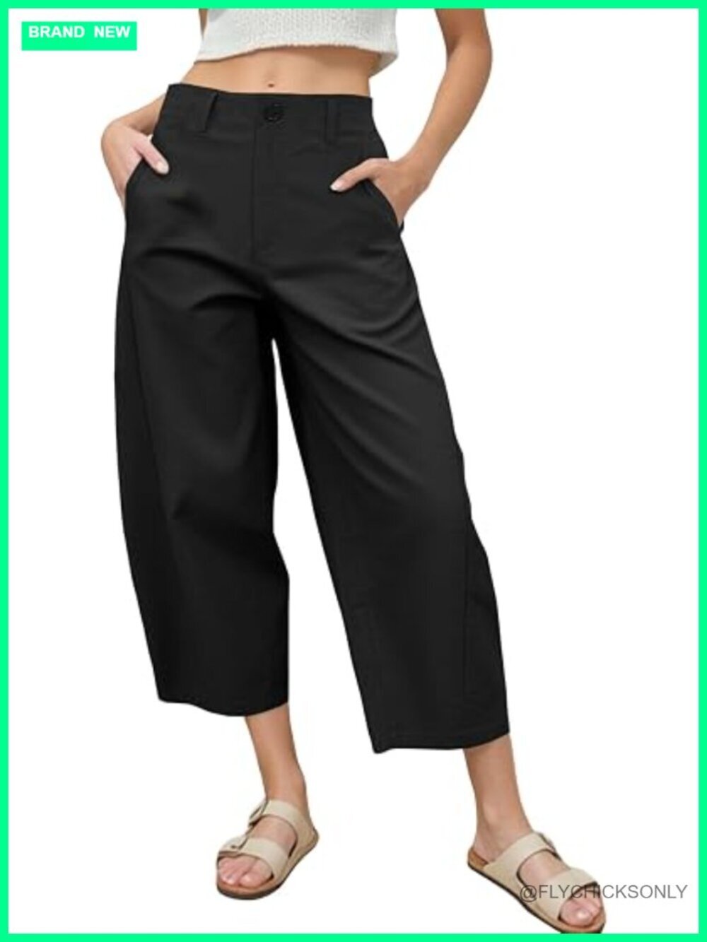 Women's Barrel Leg High Waisted Baggy Harem Pants Elastic Waist Trousers with
